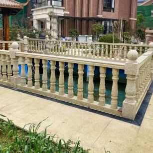 雅安黄金麻花岗岩石材栏杆，扶手，将军柱，花瓶柱