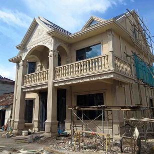 雅安 黄金麻花岗岩石材私人别墅雕花门楼柱阳台栏杆