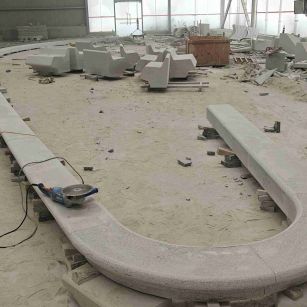 雅安 芝麻白花岗岩弧形花坛石，坐凳石