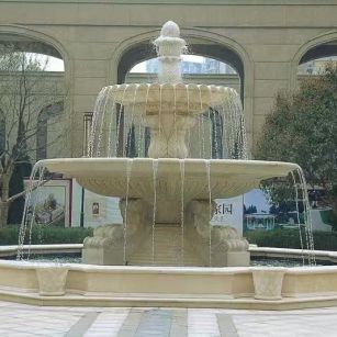 雅安 黄金麻花岗岩异型加工——户外庭院石雕流水喷泉