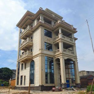 雅安 黄金麻花岗岩石材别墅外墙干挂搭配（雕花栏杆花瓶柱门楼罗马柱）