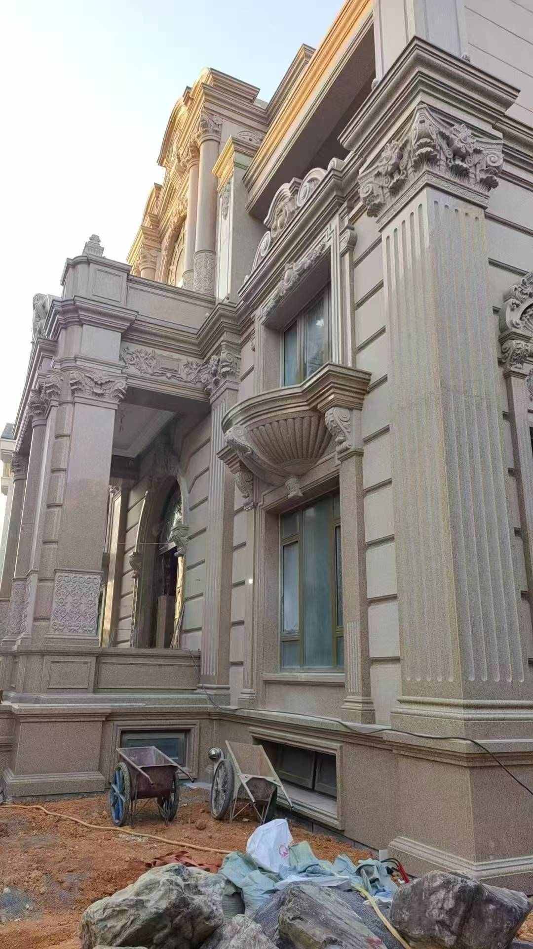 雅安 黄金麻花岗岩光面别墅外墙干挂施工完成